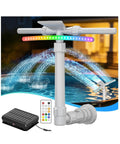Solar Pool Fountain With 9 Color LED Lights And Dual Head Adjustable Waterfall, Auto On Off With Dusk To Dawn Sensor