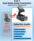 5-in-1 Induction Phone Stand With Bluetooth Speaker HD Sound Dope Gift For Him Dorm Essentials Anti Slip Black Gadget