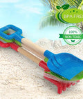 16 Inch Kids Beach Shovel Set 3 Pack With Solid Wood Handles ABS Plastic Digging Spades Rakes And Scoops For Sandbox Snow Backyard