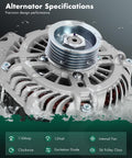 110 Amp 12V Alternator With CW Pulley For Mazda 5 2.5L 2012 To 2015 And CX7 2.3L 2007 To 2012 And CX7 2.5L 2010 To 2011 Replacement