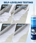 RV Roof Sealant Self Leveling White Two Pack Lap Caulk For Roofing shown in self-leveling test with extruding stages.