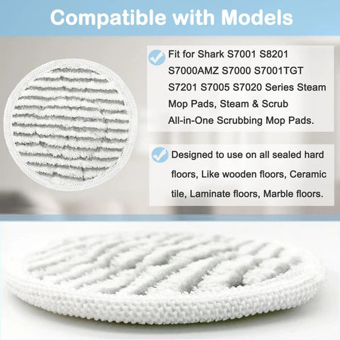 Close-up of textured steam mop pad, compatible with S7001 S8201 S7000AMZ S7001TGT S7201 S7020 Series for hardwood and tile floors.