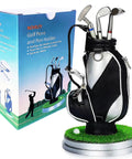 Funny Golf Pen Holder With Mini Golf Green Base And Three Club Pens For Home Office Decor And Gift For Golf Lovers