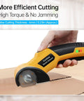 Boss Grade Cordless Electric Scissors For Cardboard Boxes cutting through cardboard, showcasing 6mm thickness capability.