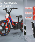 Kids Electric Dirt Bike 340W Racing Motorcycle With 24V Detachable Battery, brushless motor, red frame, 16-inch tires