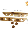 Six Rod Vertical Wall Mount Fishing Rod Rack For Garage Ceiling Or Wall Storage Solid Pine Construction with dimensions shown