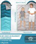 All Weather Sleeping Bag For Adults And Kids; ultra lightweight waterproof gear for camping and hiking; unrolled size view