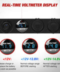 4 In 1 DIY Toggle Switch Panel With Plug And Play Dual USB Socket LED Voltmeter 12V DC Outlet And ON OFF Switch, voltmeter display