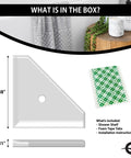 8 Inch Corner Shower Shelf No Drill Retrofit Organizer For Tile Walls Easy Install Soap Dish Caddy Graphite Black Geo Flatback Bathroom Storage For Small Bathrooms with foam tape and instructions