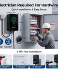 Heavy Duty 48 Amp Level 2 EV Charger With 25 Ft Cable Hardwired 240V Wall Station installation diagram with tools.
