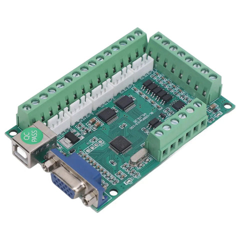5 Axis USB Motion Control Card Kit With Z Probe And CNC Carving Engraving Milling, 12V To 24V Power, Broad Compatibility, Optocoupler Isolation, Versatile Controller Board For Milling Machines And DIY CNC Projects. green PCB CNC motion controller board with USB and DB9 port