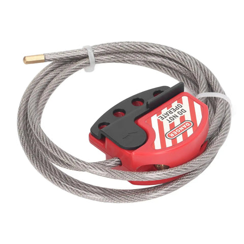 Tagout Cable Lockout Device With Multi Hole Design for industrial safety 1.8m long 6mm PVC cable shown coiled