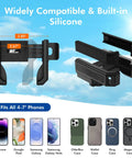 Magnetic Golf Cart Phone Holder Rotatable Mount showing compatibility with iPhone, Galaxy, holders fitting 4.5-7 inch phones.