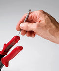 Hand using Rock Solid Heavy Duty Three Point Five Inch Scratch Awl Forged From Premium Steel Scribes Sheet Metal precision alignment.