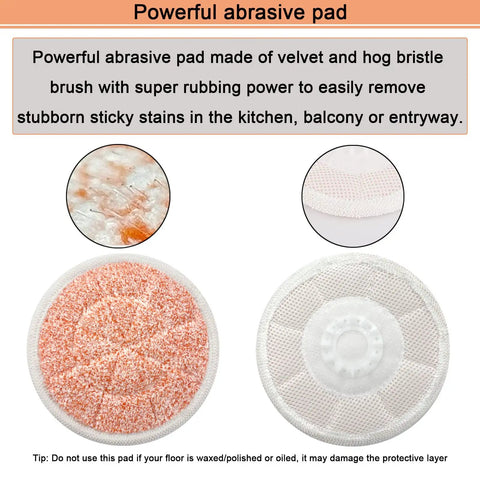 10 Pack Replacement Steam Mop Pads For S7000 Series Scrub And Steam abrasive pads with velvet and hog bristle brush.