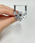 Premium Sidewall Fire Sprinkler Head 1 Inch DN25 Threaded 155F Automatic Heat Activation 2 Pack from a side view in a hand.