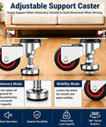 Heavy Duty 4 Inch Leveling Plate Caster Wheels Silent Double Ball Bearing Silky Smooth Roll Floor Saver Built Tough with adjustable support.