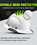 Fiber Reinforced Resin Full Brim Safety Helmet With 6 Point Suspension Delivers Lightweight All Day Comfort And Deep Impact Protection