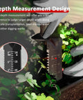 Heavy Duty Metal Detecting Shovel With Belt Sheath Double Serrated Edge Digging Tool depth measurement in garden setting
