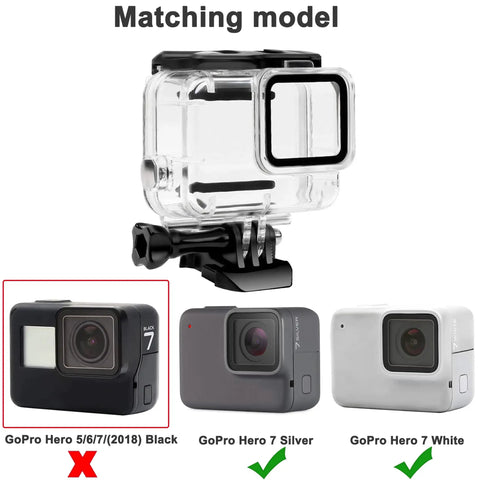 Waterproof Housing Case Only For Go Pro Hero 7 White And Silver Up To 148 Feet (45 Meters) Underwater Dive Case with models