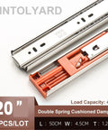 Three Section Stainless Steel Drawer Slides With Damping Buffer, 20 inch, heavy duty bottom slide rail, 45kg load capacity