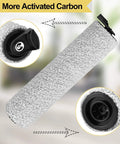2 Pack Brush Rollers And 4 Pack Vacuum Filters For Floor One S3 Cordless Vacuum Cleaner Replacement Parts Kit displaying activation carbon roller details.