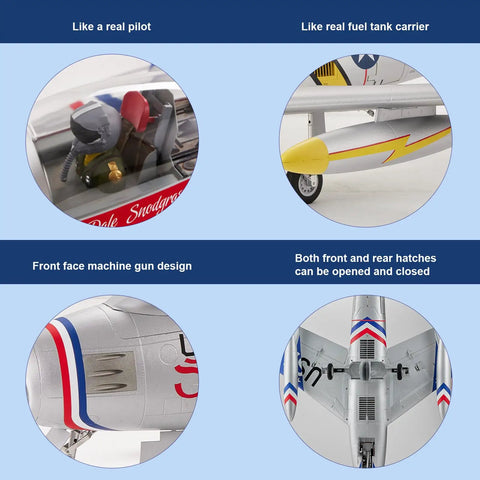 Sabre Inspired F86 EDF Jet RC Airplane For Adults With 80mm EDF 6CH Hobby Model Detailed Cockpit Weathering Realistic Look Dope PNP No Radio Battery Charger - detailed cockpit and authentic features