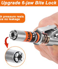 Upgrade 6-jaw bite lock on One Hand Ready Ultra Compact Locking Grease Gun Coupler with 12in Flex Hose 12000 PSI.
