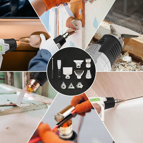 Hot Air Gun With LCD Display And Adjustable Temperature From 50 C To 600 C (122 F To 1112 F), 12.5 A, accessories for crafting, PVC.