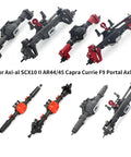 Beefed Up Bevel Gear Set 30/8T For Front And Rear Universal Drives In 1/10 Scale RC Crawlers Hardened Steel Gear Upgrade For Axial SCX10 II AR44 AR45 Capra Currie F9 Portal Axle displayed with axles on white background