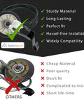 Complete Dryer Repair Kit With Drum Rollers Idler Pulley And Belt for Whirlpool and Kenmore dryers showing quality comparison