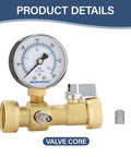 Air to Water Pressure Test Gauge 2 Inch Dial 0 to 300 Psi Leak Detector Kit with brass fittings and pressure gauge.