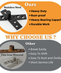 Comparison of heavy duty stainless steel pivot door hinge with thin iron material hinge showing durability and rust-proof qualities.