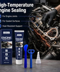 Top Tier Automotive Engine Sealant For Super High Temps shown with tools, used for engine joints and gaskets.