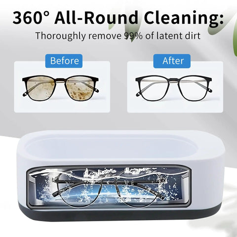 Ultrasonic Cleaner For Glasses Jewelry And Dentures Portable Small Desktop Machine With Anti Slip Base cleaning glasses