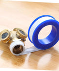 20 Rolls PTFE Tape High Temperature Waterproof Thread Sealant For Plumbing shown wrapped around a brass fitting.