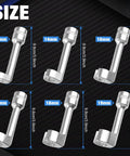 Premium L Type Fuel Line Socket Wrench Set Built Tough With Chrome Vanadium Steel, sizes displayed: 12mm, 14mm, 16mm, 17mm, 18mm, 19mm.