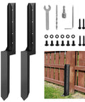 2 Pack Fence Post Repair Kit With Heavy Duty Metal Ground Stakes for Wood Post Support Quick No Dig Fix for Leaning or Broken Posts