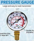 Air Tank Valve Kit With Safety Manifold And 0-200 PSI Gauge, 4 Ft Air Hose, Thread Seal Tape, Grab-and-Go Portable Tank Repair Set, 3 Piece Easy Fix For Quick Leaks And Maintenance, 1/8" NPT gauge