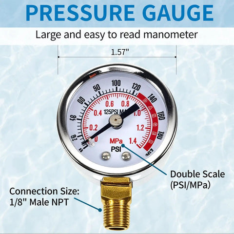 Air Tank Valve Kit With Safety Manifold And 0-200 PSI Gauge, 4 Ft Air Hose, Thread Seal Tape, Grab-and-Go Portable Tank Repair Set, 3 Piece Easy Fix For Quick Leaks And Maintenance, 1/8" NPT gauge