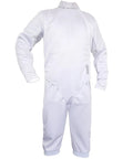 Front view of 350N Fencing Uniform Full Set Pants Jacket Vest For Foil Epee Saber, white, pro-grade fabric, stretch fit for training