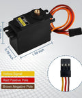 MG996R Metal Gear Digital Servo Motor with measurement, wire color coding for RC helicopter car boat robot projects