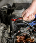 Mechanic using Dual Tone 72-Tooth Ratchet Set With 1 Quarter Inch, 3 Eighth Inch, And 1 Half Inch Drives, Quick Release Socket Change