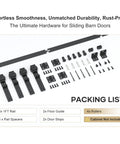 4 Ft Cabinet Bi-Folding Sliding Barn Door Hardware Track Kit For 4 Doors, Easy Install, Smooth Quiet Operation shown unpacked