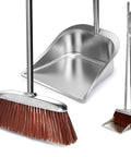 Straight Up Heavy Duty Brush And Dustpan Set For Home With 56 Inch Extended Handle showcasing broom and stainless steel dustpan.