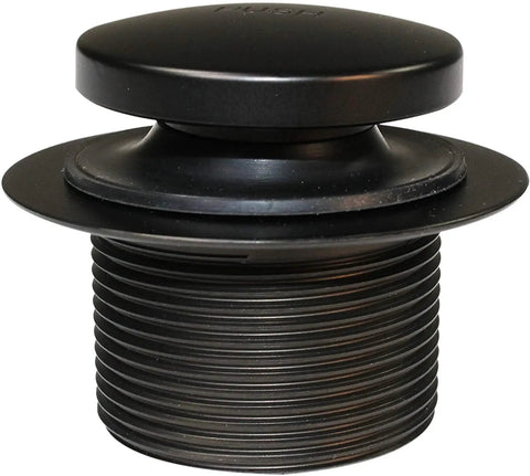Heavy Duty Tip Toe Bathtub Drain Plug With One Hole Overflow Cap Oil Rubbed Bronze Finish showing smooth press action design.