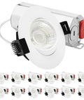 Rock Solid Knockout Brightness 3 Inch Led Recessed Gimbal Spotlights With Slick 360 Swivel and Perfect Aim Dimmable Tunable White Ceiling Downlights IC Wet Rated White Trim 12 Pack