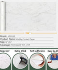 White Gold Marble Matte Vinyl Contact Paper Peel And Stick Self Adhesive Wallpaper For Kitchen Countertops And Bathrooms Waterproof Roll 32 By 354 Inches 78 Sq Ft Easy Install Today For A Quick Home Reno displayed with specs