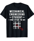 Funny Illustration Tee For Mechanical Engineer College Students Gift Idea, black tee with tic-tac-toe graphic and text.