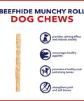Beefhide Munch Mini Rolls Dog Chew Treats, 5 Inch Crunchy Rolls, Natural Flavor, Ground American Sourced Beefhide With Potato Starch Binder